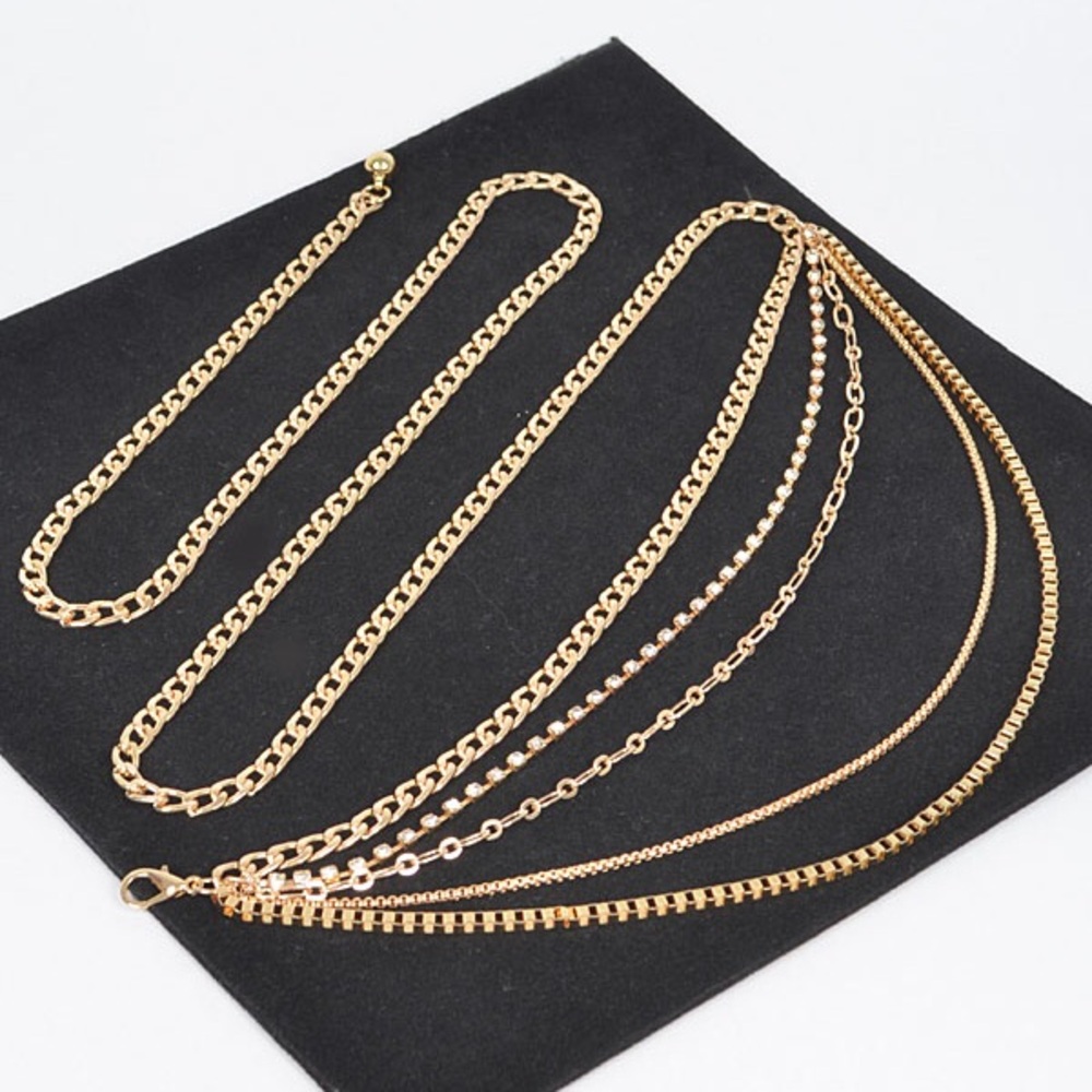 Plus Size Rhinestone Chain Layered Statement Belt - Picture 6 of 6